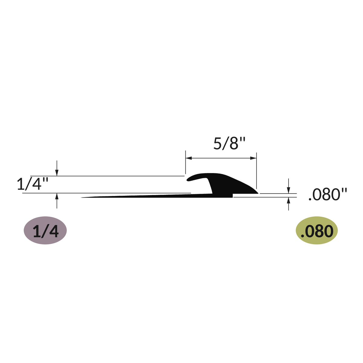 Tarkett / Johnsonite SLT-XX-H Slim Line Transition 1/4" to .080" 300' LF/Box (25 pieces per box) Track Sold Separately