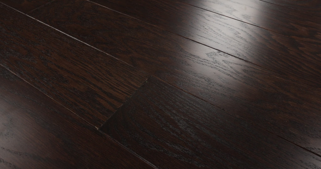 Albright Oak 5 Chocolate  hardwood flooring close-up video showing deep wood grain texture and authentic oak character detail