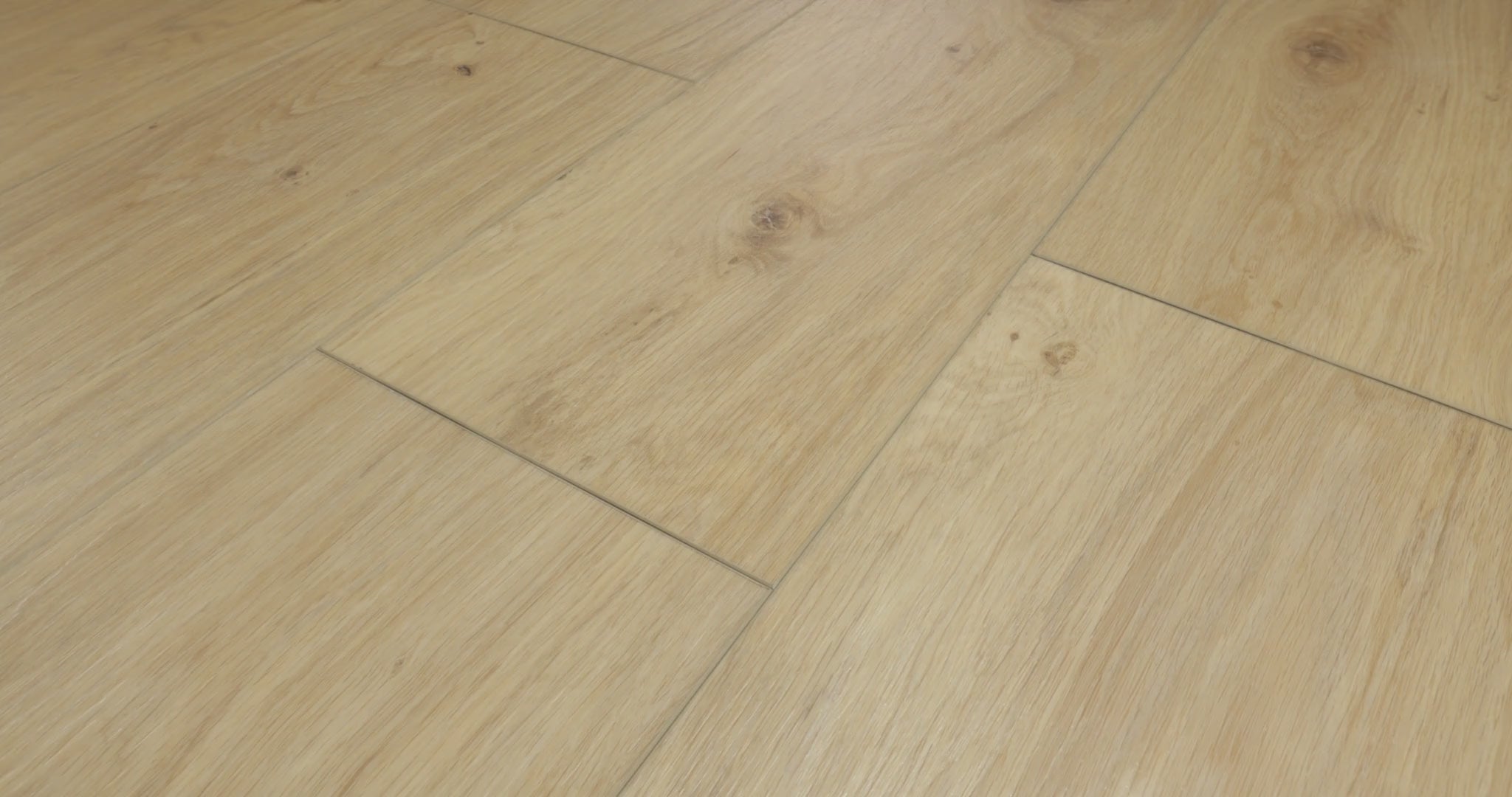 Occasional Beige vinyl flooring from Shaw Fresh Take in a 360 product video, with warm beige tones, wood-grain curves, scattered knots and visible plank joints.