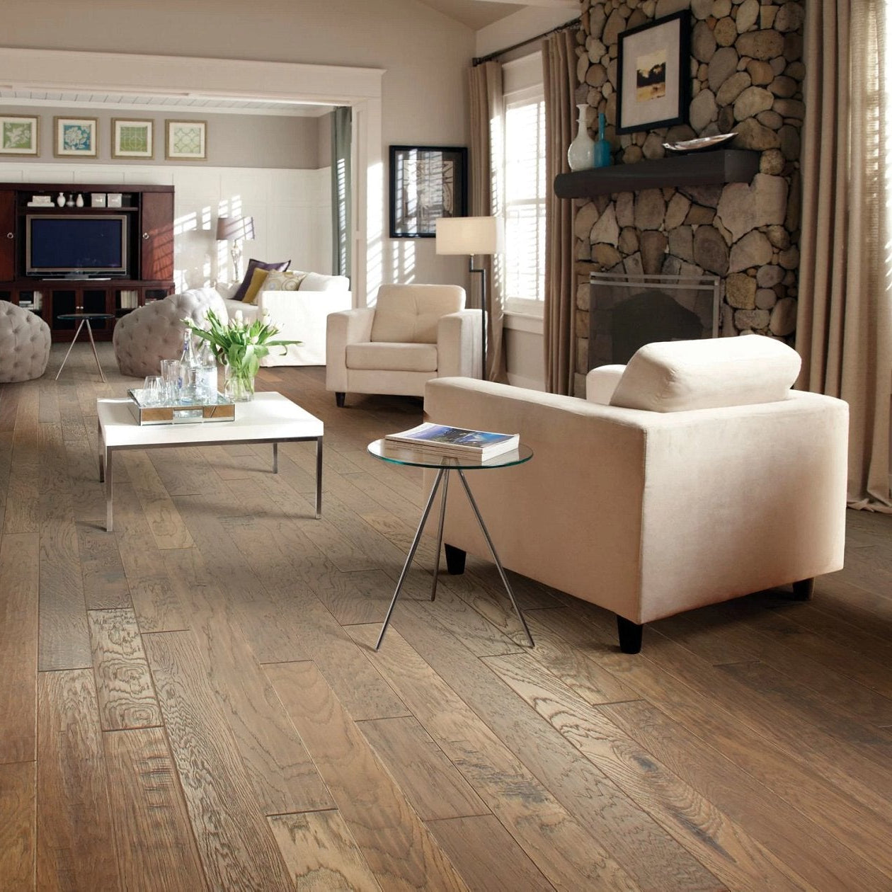 Shaw Sequoia Hickory Mixed Width SW546-02000 Pacific Crest 14.63" x Random Lengths up to 58.56" Engineered Scraped Hickory Hardwood Flooring (34.96 SF/Box)