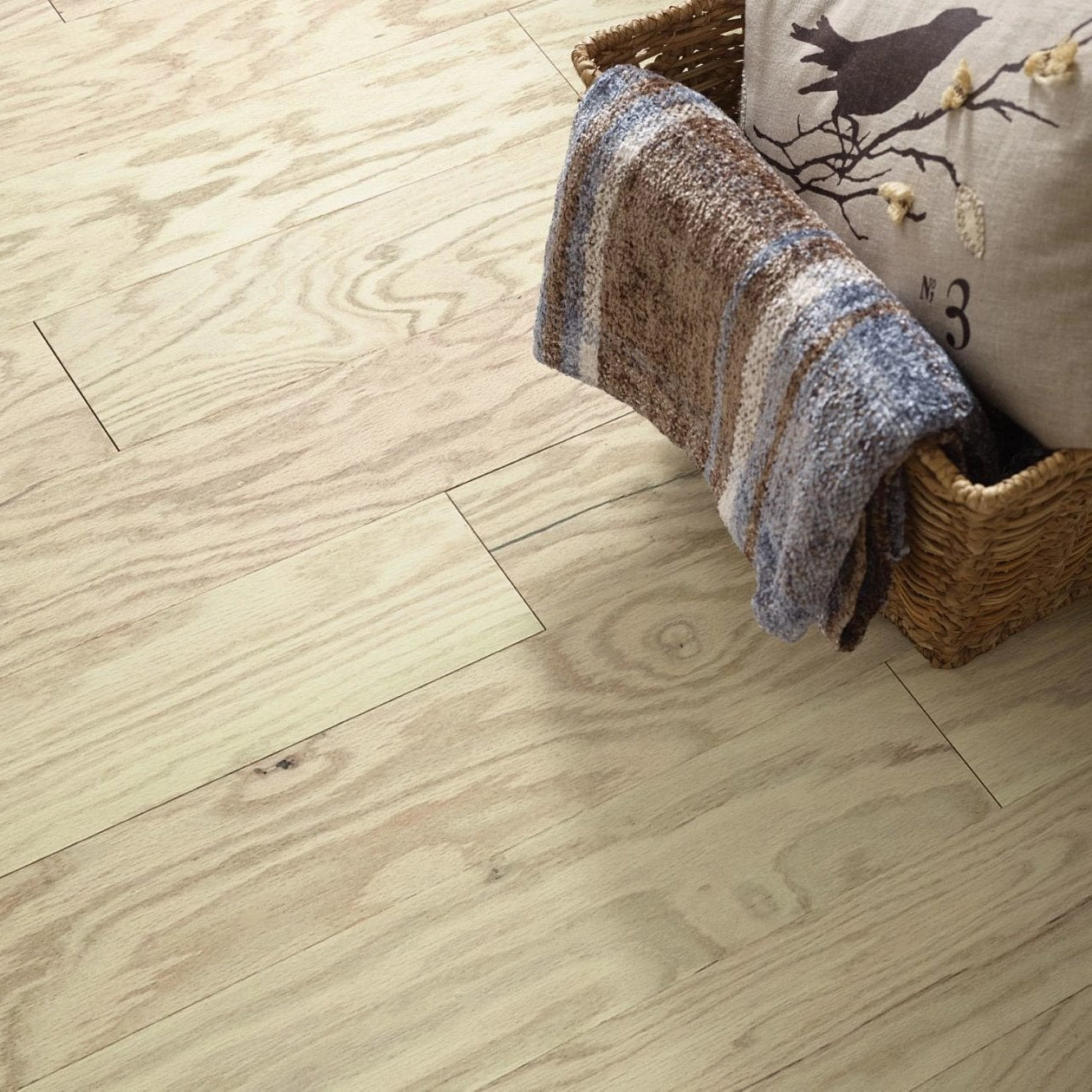Shaw Eclectic Oak Modern engineered hardwood flooring in a living room, where natural wood wood tones sit naturally with the furniture layout.