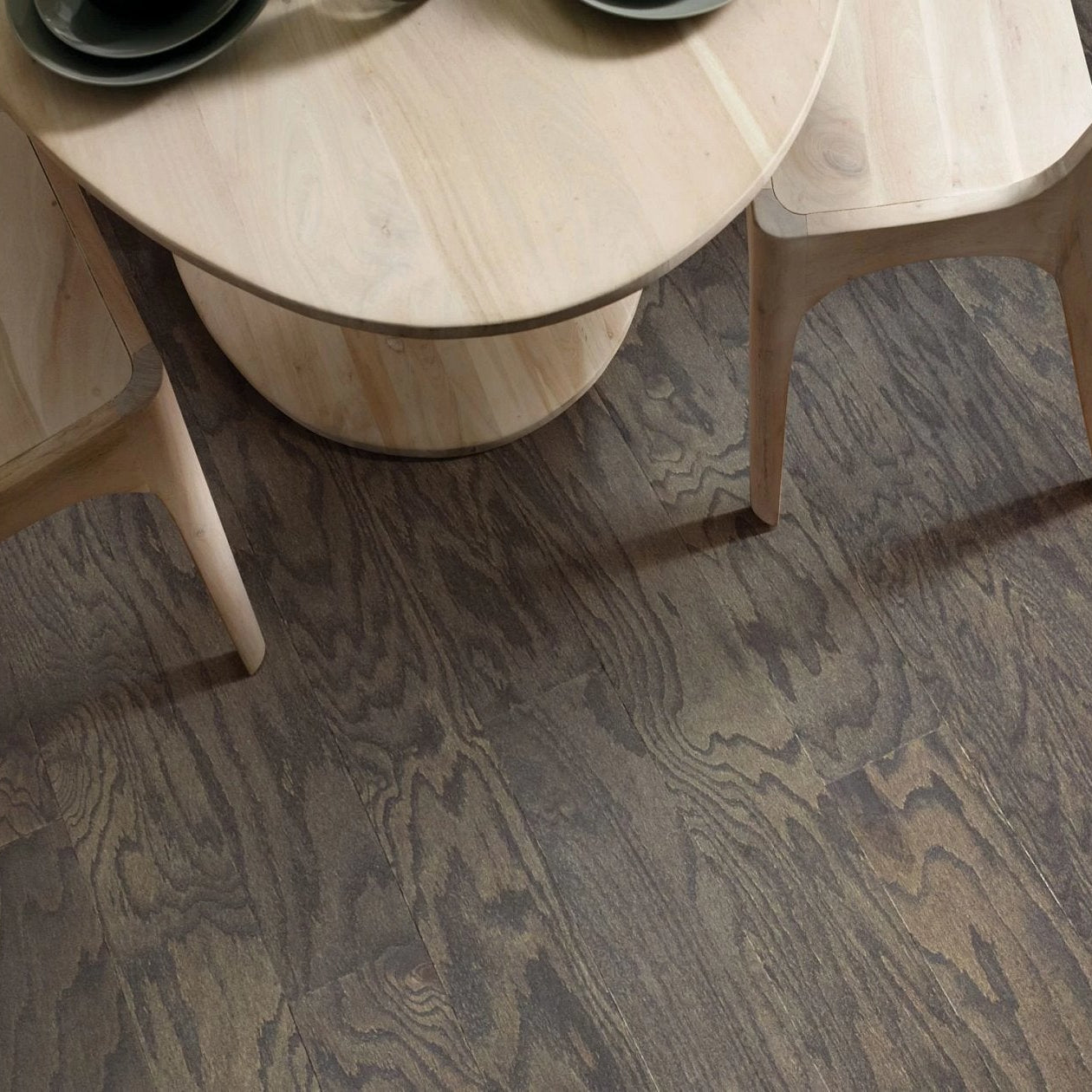Shaw Eclectic Oak Skyscraper engineered hardwood flooring photographed in a living room, pairing natural wood hardwood with the furniture layout.