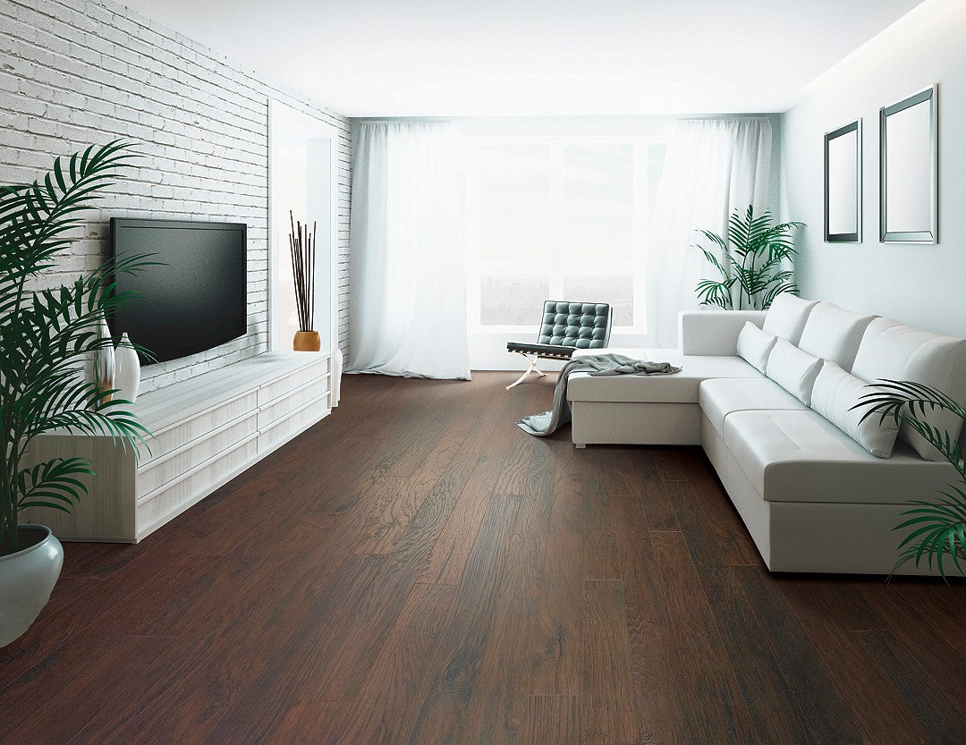 Mohawk Bourbon Hickory Laminate CDL89-03 RevWood Essentials Kingmire 5.24" x 47.24" (20.62 SF/Box) — room view