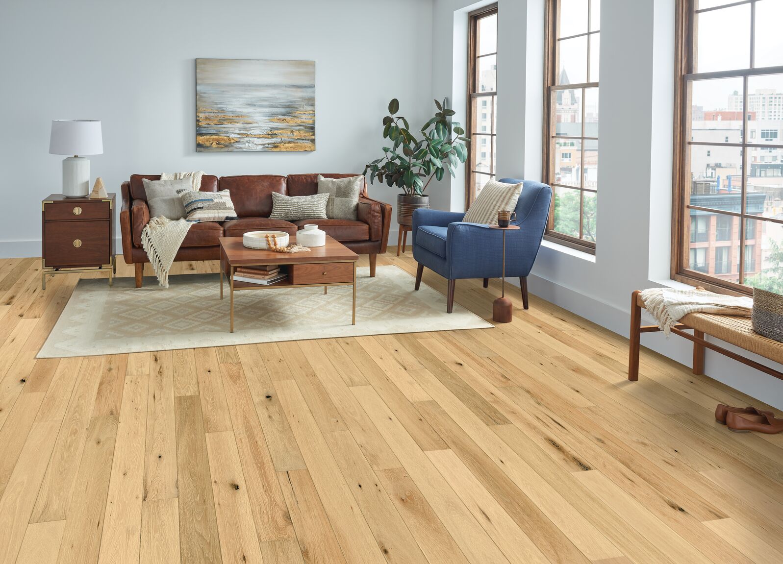 Bruce Brushed Impressions Bronze Collection BRBH53EK10W Quiet Perfection 5 inch x 15.7-48 inch White Oak Engineered Hardwood Flooring (26.58 SF/Box)