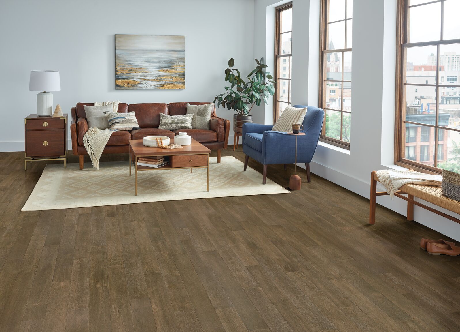 Bruce Brushed Impressions Bronze Collection BRBH53EK90W Coastal Outskirt 5 inch x 15.7-48 inch White Oak Engineered Hardwood Flooring (26.58 SF/Box)