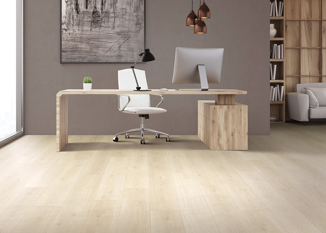 Mohawk Gulf Sand Laminate CDL77-05W RevWood Select Boardwalk Collective 7.48" x 47.25" (22.09 SF/Box) — room view