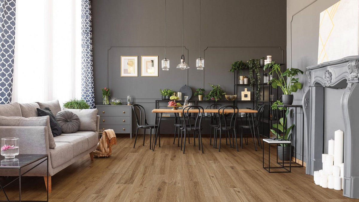 COREtec Grande Goldin Oak WPC Vinyl Plank Flooring VV662-04011 LVP Originals Premium 9" x 28", 55" and 82" Varying Length (20.67 SF/Box) — room view
